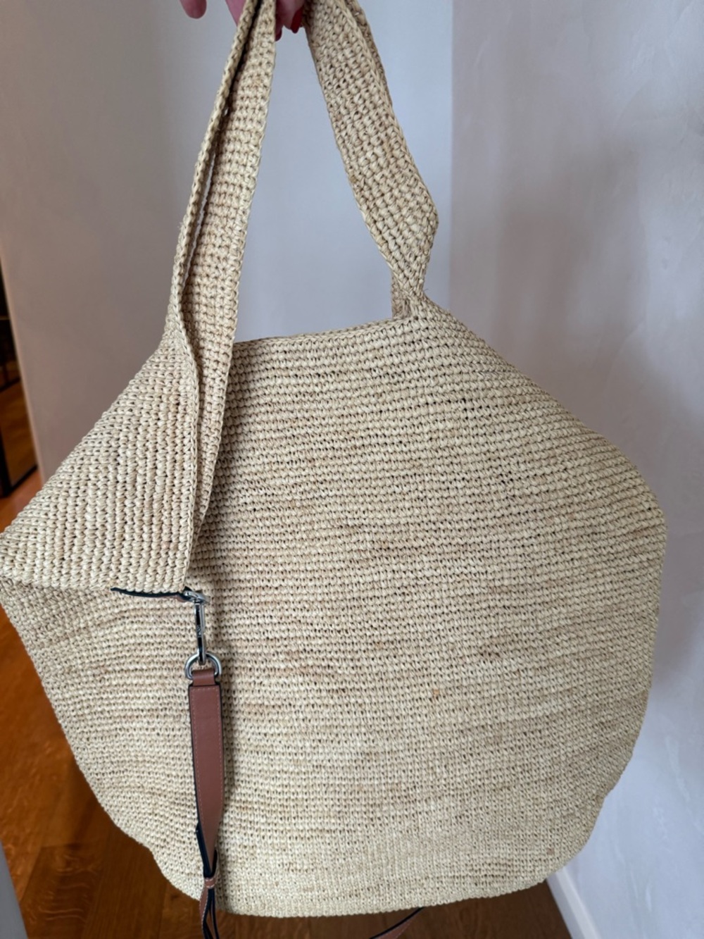 Loewe Natural Raffia Tote with Brown Leather Logo Patch - Picture 6 of 8